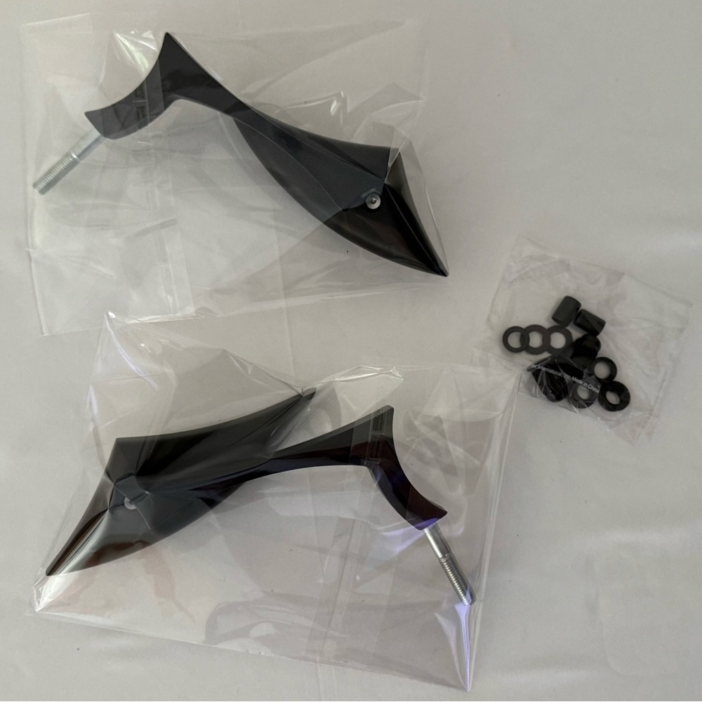 Black Motorcycle Rearview Mirrors - Picture 8 of 10